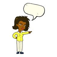 cartoon woman pointing with speech bubble N110