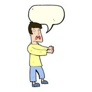 cartoon terrified man with speech bubble N112