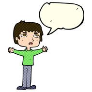 cartoon nervous man with speech bubble N70