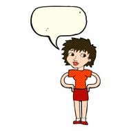 cartoon woman with hands on hips speech bubble N110
