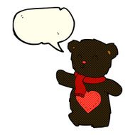 cartoon white teddy bear with love heart speech bubble N5
