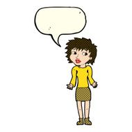 cartoon woman shrugging shoulders with speech bubble N254