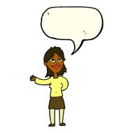 cartoon woman gesturing to show something with speech bubble N10
