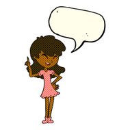 cartoon girl making point with speech bubble N5