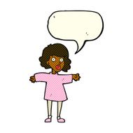 cartoon nervous woman with speech bubble N14