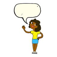 cartoon woman waving with speech bubble N173