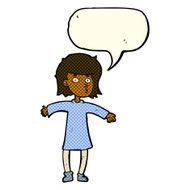 cartoon nervous woman with speech bubble N15