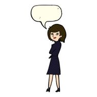 cartoon woman in trench coat with speech bubble N15