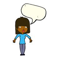 cartoon woman shrugging with speech bubble N31