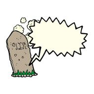 cartoon spooky grave with speech bubble N7