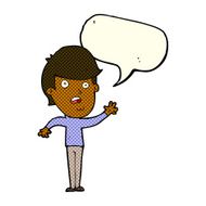cartoon unhappy boy with speech bubble N29