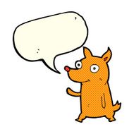 cartoon little dog waving with speech bubble N6