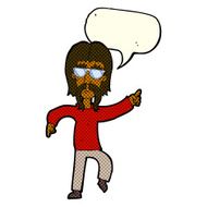 cartoon hippie man wearing glasses with speech bubble N5
