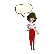 cartoon pretty woman with speech bubble N135