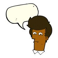 cartoon man narrowing eyes with speech bubble N23