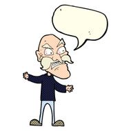 cartoon angry old man with speech bubble N71