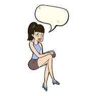 cartoon pretty woman with speech bubble N137