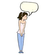 cartoon pretty woman with speech bubble N138