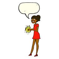 cartoon woman clapping hands with speech bubble N5