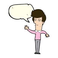cartoon bored man waving with speech bubble N5