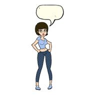 cartoon pretty woman with speech bubble N139