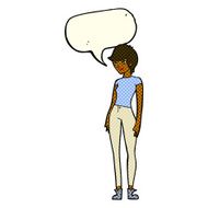 cartoon modern attractive woman with speech bubble N5