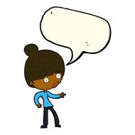cartoon woman pointing with speech bubble N112