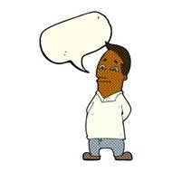 cartoon friendly man with speech bubble N9