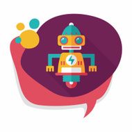 robot concept flat icon with long shadow eps10 N166
