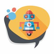 robot concept flat icon with long shadow eps10 N167