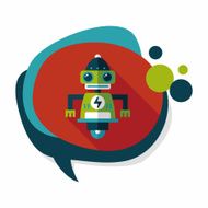 robot concept flat icon with long shadow eps10 N168