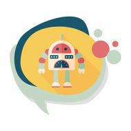 robot concept flat icon with long shadow eps10 N169