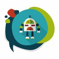 robot concept flat icon with long shadow eps10 N170