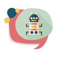 robot concept flat icon with long shadow eps10 N171