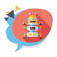 robot concept flat icon with long shadow eps10 N172