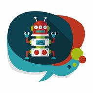 robot concept flat icon with long shadow eps10 N173