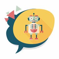 robot concept flat icon with long shadow eps10 N174