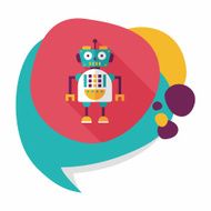 robot concept flat icon with long shadow eps10 N175