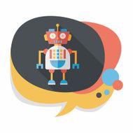 robot concept flat icon with long shadow eps10 N176