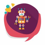 robot concept flat icon with long shadow eps10 N177