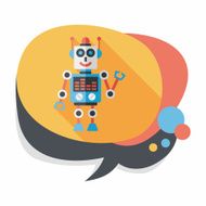 robot concept flat icon with long shadow eps10 N178