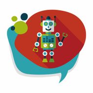 robot concept flat icon with long shadow eps10 N179