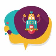 robot concept flat icon with long shadow eps10 N181