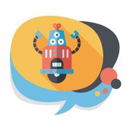 robot concept flat icon with long shadow eps10 N182