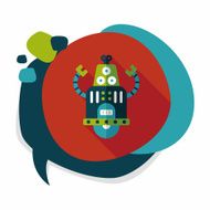 robot concept flat icon with long shadow eps10 N183