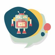 robot concept flat icon with long shadow eps10 N184