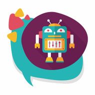 robot concept flat icon with long shadow eps10 N185