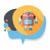 robot concept flat icon with long shadow eps10 N186