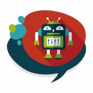 robot concept flat icon with long shadow eps10 N187