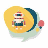robot concept flat icon with long shadow eps10 N188